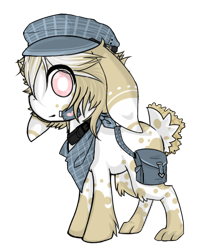 Size: 374x444 | Tagged: safe, alternate version, artist:ad-opt, oc, oc only, rabbit pony, colored, hat, mailbag, male, neckerchief, simple background, solo, transparent background