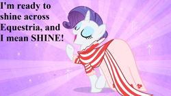 Size: 1280x720 | Tagged: safe, edit, edited screencap, editor:korora, screencap, rarity, g4, green isn't your color, my little pony: friendship is magic, clothes, cute, dress, pun, raribetes, talking