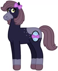 Size: 1162x1437 | Tagged: safe, artist:kindheart525, oc, oc:obsidian, earth pony, pony, auraverse, bow, magical lesbian spawn, offspring, parent:applejack, parent:limestone pie, parents:applestone