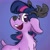 Size: 2500x2500 | Tagged: safe, artist:antimationyt, artist:bluestarsburst, twilight sparkle, deer, reindeer, g4, female, high res, open mouth, purple background, simple background, solo, species swap