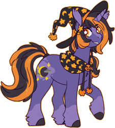 Size: 574x634 | Tagged: safe, artist:wytchwoods, oc, oc only, oc:hocus pocus, pony, unicorn, colored hooves, halloween, hat, holiday, raised hoof, simple background, solo, starry eyes, transparent background, wingding eyes, witch hat
