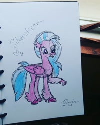 Size: 1080x1350 | Tagged: safe, artist:liv.rosz, silverstream, hippogriff, g4, cute, diastreamies, female, irl, notepad, photo, signature, solo, traditional art