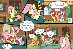 Size: 3496x2362 | Tagged: safe, artist:taurson, apple bloom, fluttershy, scootaloo, sweetie belle, earth pony, pony, g4, comic, cutie mark crusaders, easter egg, egg, fluttershy's cottage, high res, spit take