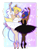 Size: 500x641 | Tagged: safe, artist:cubbybatdoodles, derpy hooves, twilight sparkle, human, g4, armpits, ballerina, dark skin, elf ears, female, horn, horned humanization, humanized, lesbian, princess tutu, ship:twerpy, shipping, wing ears