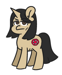 Size: 700x850 | Tagged: safe, artist:threetwotwo32232, oc, oc only, oc:kim yo-jong, pony, unicorn, female, kim yo-jong, looking at you, mare, simple background, solo, transparent background