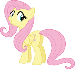 Size: 3260x3000 | Tagged: safe, artist:cloudy glow, fluttershy, pegasus, pony, g4, tanks for the memories, .ai available, butt, cute, female, folded wings, grin, high res, looking at you, mare, plot, shyabetes, simple background, smiling, solo, transparent background, vector