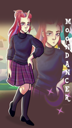 Size: 1245x2200 | Tagged: safe, artist:limedazzle, moondancer, human, equestria girls, g4, female, horn, horned humanization, humanized, solo, zoom layer
