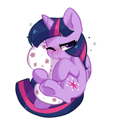 Size: 1600x1700 | Tagged: safe, artist:oofycolorful, twilight sparkle, alicorn, pony, g4, cute, ear fluff, female, hug, mare, one eye closed, pillow, pillow hug, simple background, sleepy, solo, twiabetes, twilight sparkle (alicorn), white background, ych example, your character here
