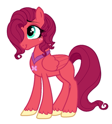 Size: 849x934 | Tagged: safe, artist:saphi-boo, oc, oc only, oc:maraschino ambrosia apple, pegasus, pony, blank flank, female, freckles, hair over one eye, jewelry, mare, necklace, offspring, parent:big macintosh, parent:fluttershy, parents:fluttermac, simple background, solo, unshorn fetlocks, white background