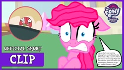 Size: 1280x720 | Tagged: safe, artist:pagiepoppie12345, edit, edited screencap, screencap, pinkie pie, earth pony, insect, ladybug, pony, g4, interseason shorts, starlight the hypnotist, 1000 hours in ms paint, base used, coccinellidaephobia, fake, faker than a three dollar bill, floppy ears, implied zalgo pagie, pinkie hates ladybugs, recolor, role reversal, scared, shocked, speech bubble, text, thumbnail, trypophobia, twilight hates ladybugs