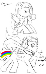 Size: 500x800 | Tagged: safe, artist:polymune, oc, oc only, pegasus, pony, comic, fart, female, mare, partial color, rainbow fart, solo