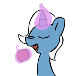 Size: 640x640 | Tagged: artist needed, safe, trixie, pony, unicorn, g4, animated, cute, diatrixes, female, frame by frame, implied twilight sparkle, magic, no pupils, simple background, solo, squigglevision, telekinesis, white background