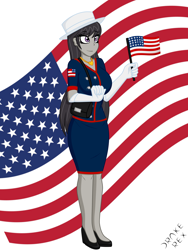 Size: 1500x2000 | Tagged: safe, artist:drake-rex, octavia melody, equestria girls, g4, american flag, clothes, commission, evening gloves, female, gloves, long gloves, solo, united states