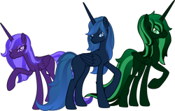Size: 8816x5592 | Tagged: safe, artist:vector-brony, oc, oc only, alicorn, pony, fallout equestria, absurd resolution, alicorn oc, artificial alicorn, blue alicorn (fo:e), green alicorn (fo:e), horn, purple alicorn (fo:e), simple background, transparent background, vector, wings
