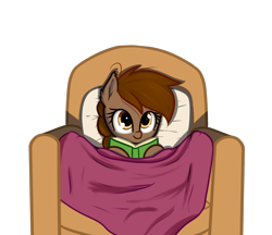 Size: 1158x1001 | Tagged: safe, artist:neuro, oc, oc only, oc:honour bound, earth pony, pony, fanfic:everyday life with guardsmares, 4chan, blanket, book, chair, everyday life with guardsmares, female, guardsmare, mare, royal guard, simple background, sitting, solo, transparent background
