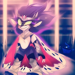 Size: 768x768 | Tagged: safe, artist:cocoa_cola_boi, king sombra, anthro, g4, cape, clothes, male, shadow the hedgehog, smiling, solo, sombra eyes, sonic the hedgehog, sonic the hedgehog (series), sonicified