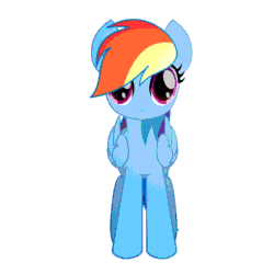 Size: 650x650 | Tagged: safe, artist:flashsentry, rainbow dash, pegasus, pony, g4, animated, cute, dashabetes, female, gif, loop, mare, movie accurate, simple background, solo, speen, spinning, standing, you spin me right round