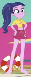Size: 360x879 | Tagged: safe, screencap, baewatch, equestria girls, equestria girls series, g4, i'm on a yacht, spoiler:eqg series (season 2), barefoot, beautiful, clothes, cropped, feet, female, legs, lifeguard, solo