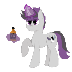 Size: 2500x2500 | Tagged: safe, artist:inky scroll, oc, oc only, oc:inky scroll, pony, unicorn, alcohol, animated, gif, high res, levitation, magic, simple background, telekinesis, transparent background