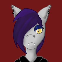 Size: 500x500 | Tagged: safe, oc, oc only, oc:bea, bat pony, pony, bat pony oc, bat wings, blue eyeshadow, eyeshadow, makeup, purple hair, solo, wings, yellow eyes