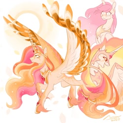 Size: 2000x2000 | Tagged: safe, artist:creeate97, daybreaker, princess celestia, alicorn, pony, g4, alternate design, female, high res, jewelry, mare, pink-mane celestia, regalia, solo