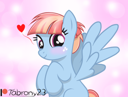 Size: 1126x854 | Tagged: safe, artist:tabrony23, windy whistles, pegasus, pony, g4, female, floating heart, heart, holiday, looking at you, mare, mother's day, patreon, patreon logo, show accurate, smiling, smiling at you, solo
