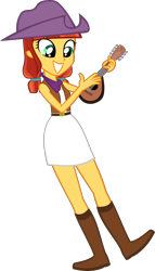 Size: 2521x4408 | Tagged: safe, artist:ironm17, jade spade, equestria girls, g4, boots, clothes, equestria girls-ified, female, high res, mandolin, musical instrument, shoes, simple background, skirt, solo, transparent background, vector, vest