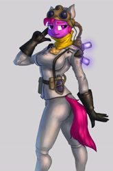 Size: 3230x4896 | Tagged: safe, artist:tass_the_bovine, oc, oc only, earth pony, anthro, ass, breasts, butt, clothes, command and conquer, female, gloves, goggles, high res, red alert 2, solo, uniform, yuri's revenge