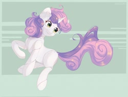 Size: 2560x1949 | Tagged: safe, artist:melloncollie-chan, sweetie belle, pony, robot, unicorn, g4, cute, diasweetes, solo, sweetie bot