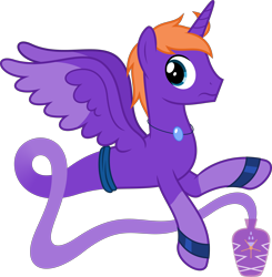 Size: 4000x4082 | Tagged: safe, artist:parclytaxel, oc, oc only, oc:clepsydra, alicorn, genie, genie pony, pony, .svg available, :s, absurd resolution, alicorn oc, bottle, bracelet, coat markings, colored wings, colored wingtips, floating, gem, horn, jewelry, looking back, male, necklace, simple background, socks (coat markings), solo, spread wings, stallion, transparent background, vector, waistband, wavy mouth, wings