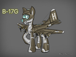 Size: 1200x900 | Tagged: safe, artist:смуглнка, earth pony, original species, plane pony, pony, 388th bombardment group (us), american, b-17 flying fortress, heavy bomber, plane, solo, sperry ball turret, world war ii