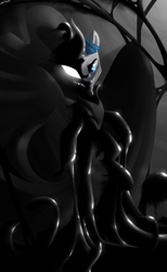 Size: 1599x2600 | Tagged: safe, artist:shido-tara, pony of shadows, stygian, pony, g4, shadow play, high res, male, solo, symbiote