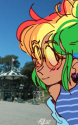 Size: 600x964 | Tagged: safe, artist:kimiwona15, rainbow dash, human, g4, humanized, tan, theme park