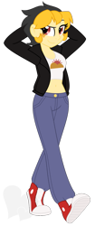 Size: 503x1203 | Tagged: safe, artist:faith-wolff, oc, oc only, oc:summer skies, equestria girls, g4, clothes, converse, female, jacket, jeans, offspring, pants, parent:oc:rusty mcshale, parent:spitfire, parents:canon x oc, shoes, simple background, solo, teenager, transparent background