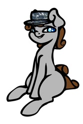 Size: 853x1280 | Tagged: safe, artist:slavedemorto, oc, oc only, earth pony, pony, female, hat, mare, patrol cap, simple background, sitting, smiling, solo, white background