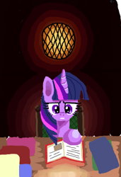Size: 266x389 | Tagged: safe, artist:platinumdrop, twilight sparkle, pony, g4, book, colored sketch, female, flockmod, reading, sitting, solo