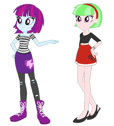 Size: 508x565 | Tagged: safe, artist:berrypunchrules, drama letter, mystery mint, watermelody, equestria girls, g4, duo, duo female, female, redesign, simple background, transparent background