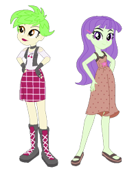 Size: 490x619 | Tagged: safe, artist:berrypunchrules, cherry crash, starlight, equestria girls, g4, clothes, dress, duo, duo female, female, redesign, simple background, transparent background