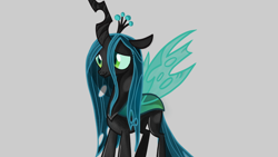 Size: 1600x900 | Tagged: source needed, safe, artist:secury, queen chrysalis, changeling, changeling queen, g4, colored, cute, cutealis, female, simple background