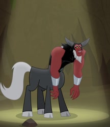 Size: 606x702 | Tagged: safe, screencap, lord tirek, centaur, frenemies (episode), g4, bracer, cloven hooves, colored hooves, cropped, cute, floppy ears, nose piercing, nose ring, piercing, sad, sadorable, septum piercing, spotlight, standing, tirebetes