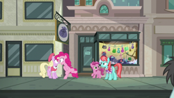 Size: 1920x1080 | Tagged: safe, screencap, bruce mane, luckette, pinkie pie, ruby pinch, strawberry ice, g4, the gift of the maud pie, angry, bipedal, female, filly