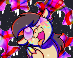 Size: 2560x2048 | Tagged: safe, artist:bizarresong, artist:sugar morning, oc, oc only, oc:darkskye, pegasus, pony, 2d, acid, digital art, drugs, female, high res, lsd, mare, pegasus oc, psychedelic, solo, tongue out, tripping, trippy, wings