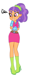 Size: 917x2175 | Tagged: safe, artist:gmaplay, plaid stripes, equestria girls, g4, the saddle row review, boots, braces, clothes, dork, equestria girls-ified, female, high heel boots, midriff, shoes, simple background, skirt, solo, transparent background