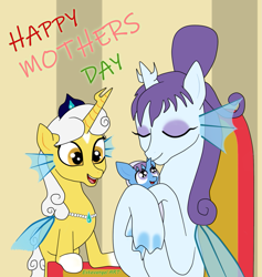 Size: 909x959 | Tagged: safe, artist:estevangel, oc, oc only, oc:aqua, oc:arion, oc:tiamat, pony, seapony (g4), baby, baby pony, female, male, mother and child, mother and daughter, mother and son, mother's day, mother's day 2020