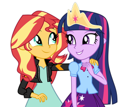 Size: 6402x5400 | Tagged: safe, artist:emeraldblast63, sunset shimmer, twilight sparkle, equestria girls, g4, the last problem, big crown thingy 2.0, crown, jewelry, regalia, reunion, simple background, transparent background