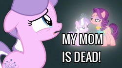Size: 1366x768 | Tagged: safe, edit, edited screencap, screencap, diamond tiara, spoiled rich, crusaders of the lost mark, g4, female, frown, jewelry, mother and child, mother and daughter, sad, singing, smiling, the pony i want to be, tiara