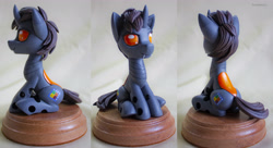Size: 5253x2853 | Tagged: safe, artist:h1ppezz, oc, oc only, oc:light flux, changeling, figurine, high res, irl, male, orange changeling, photo, solo