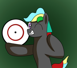 Size: 2048x1811 | Tagged: safe, artist:platinumdrop, oc, oc only, oc:grey disc, pony, gradient background, simple background, solo, winking at you