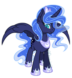 Size: 1992x2168 | Tagged: safe, artist:chrono_logic, princess luna, alicorn, pony, g4, female, mare, redesign, simple background, solo, transparent background, wings