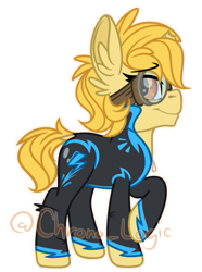 Size: 375x505 | Tagged: safe, artist:chrono_logic, oc, oc only, oc:renegade youth, pony, unicorn, clothes, female, goggles, jumpsuit, long ears, mare, simple background, solo, transparent background